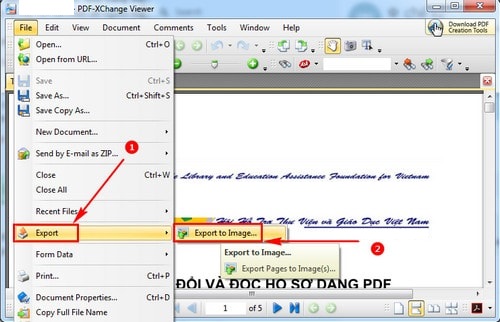 Chuyển đổi PDF sang ảnh bằng PDF – Xchange Viewer