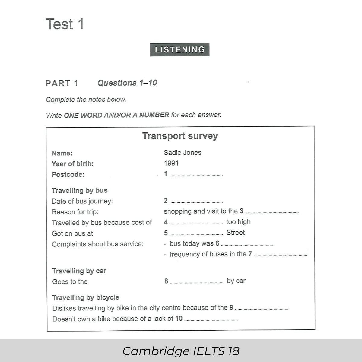 Listening test – Cambridge IELTS 18